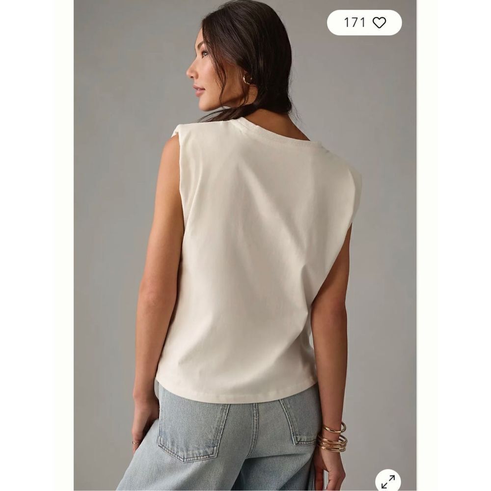 Culpos x Inc White shoulder pad top - Picture 2 of 4